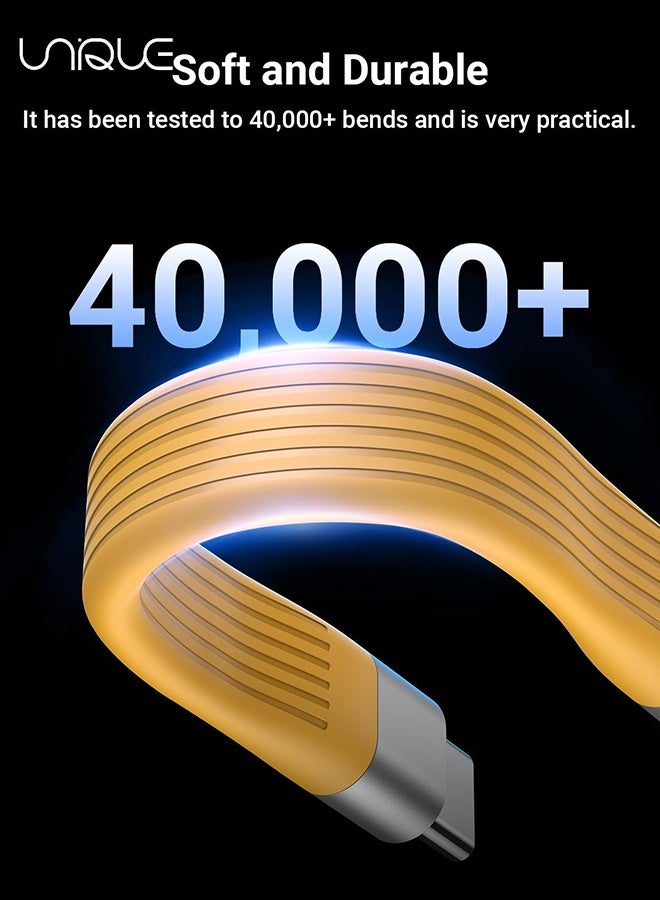 Unique 240W Short USB C Cable/USB 4.0 USB C Short Cable/40Gbps Data Transfer, 8K 60Hz Video Display, for 1Phone16/15, Ma-Book/iPad Series, Samsung Galaxy, Android Auto, VR - Portable Keychain - Yellow - Image 4